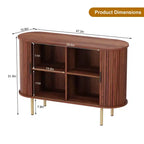 Aparador de 47", Tres estantes de altura ajustable, Puerta corredera, Armario auxiliar moderno de mediados de siglo para cocina, sala de estar, entrada