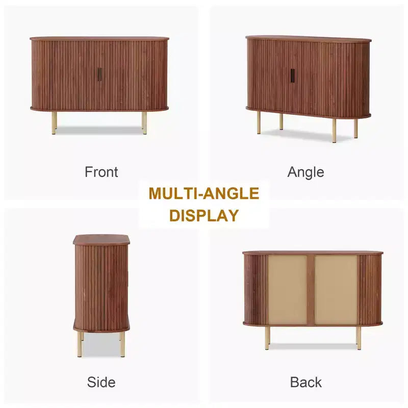 Aparador de 47", Tres estantes de altura ajustable, Puerta corredera, Armario auxiliar moderno de mediados de siglo para cocina, sala de estar, entrada