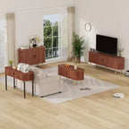 Aparador de 47", Tres estantes de altura ajustable, Puerta corredera, Armario auxiliar moderno de mediados de siglo para cocina, sala de estar, entrada