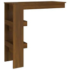 Mesa de bar de pared de roble marrón - Mesa de bar de madera de ingeniería de estilo moderno con dos compartimentos de almacenamiento - Duradera, de larga duración - Requiere montaje