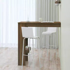 Mesa de bar de pared de roble marrón - Mesa de bar de madera de ingeniería de estilo moderno con dos compartimentos de almacenamiento - Duradera, de larga duración - Requiere montaje