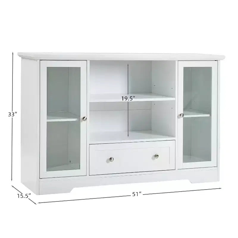Aparador Pearson Modern 51 de madera y cristal con cajón y estantes ajustables