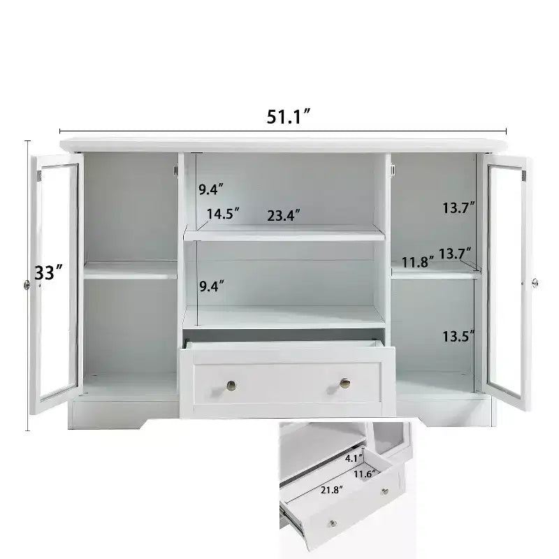 Aparador Pearson Modern 51 de madera y cristal con cajón y estantes ajustables