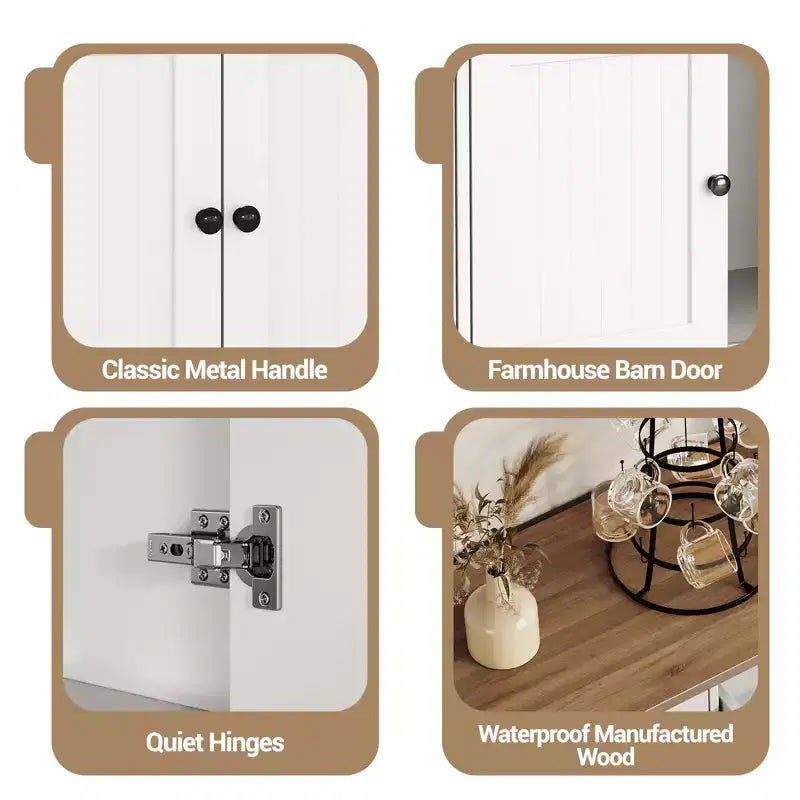 Aparador bufet de 58 pulgadas - Armario grande de madera rústica estilo casa de campo con cajones de almacenamiento para comedor, cocina, sala de estar