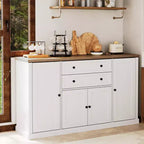 Aparador bufet de 58 pulgadas - Armario grande de madera rústica estilo casa de campo con cajones de almacenamiento para comedor, cocina, sala de estar
