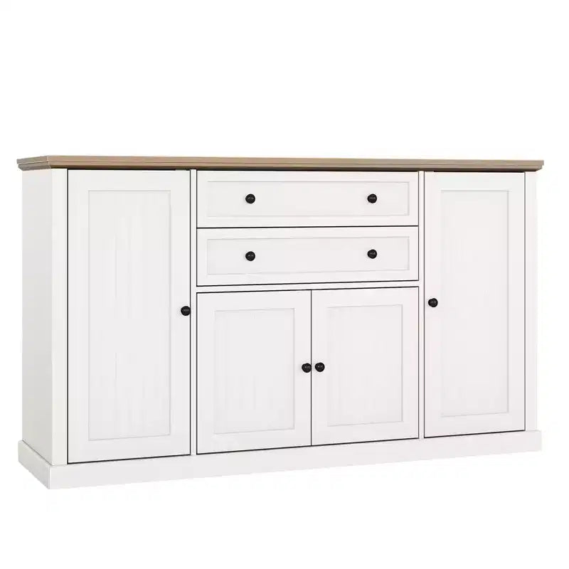 Aparador bufet de 58 pulgadas - Armario grande de madera rústica estilo casa de campo con cajones de almacenamiento para comedor, cocina, sala de estar