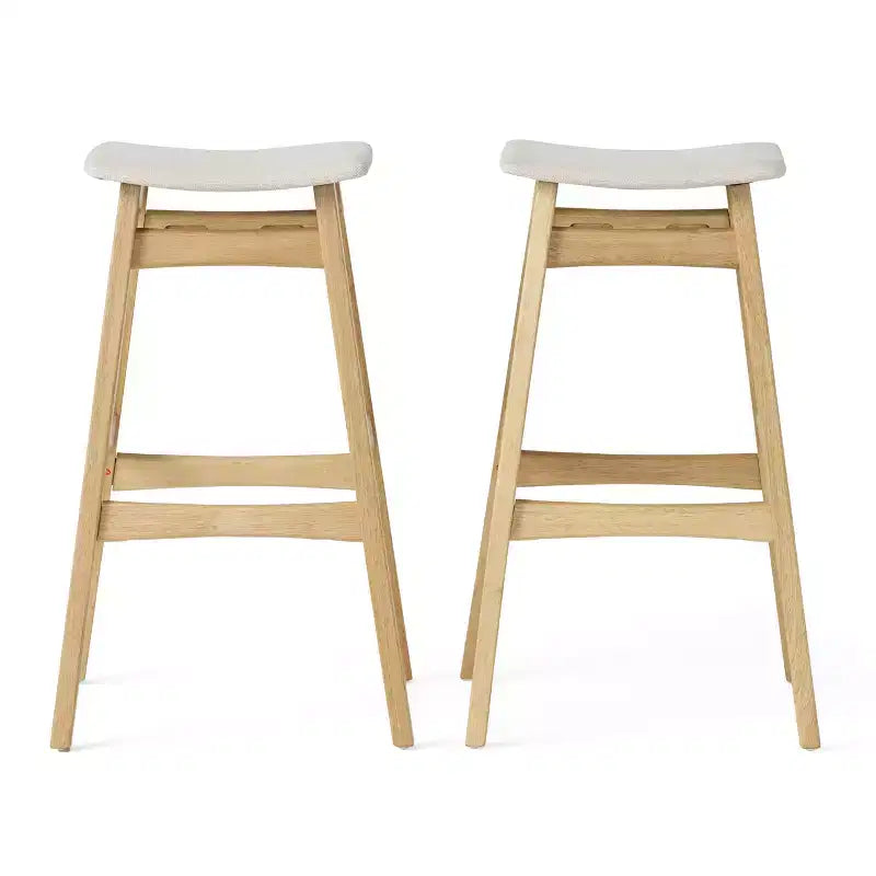Taburetes de bar sin respaldo tapizados en tela de 29.5 pulgadas Elise Mid-Century Modern