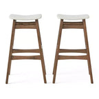 Taburetes de bar sin respaldo tapizados en tela de 29.5 pulgadas Elise Mid-Century Modern