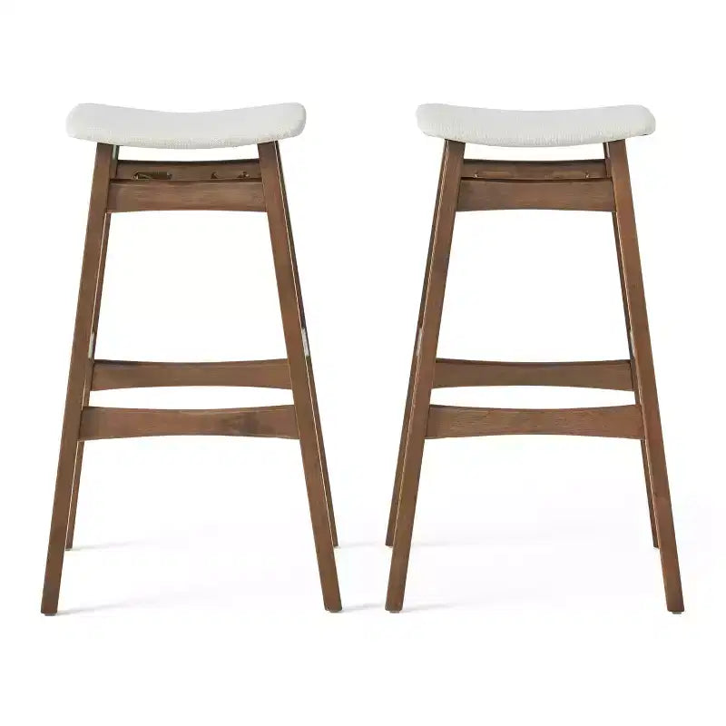 Taburetes de bar sin respaldo tapizados en tela de 29.5 pulgadas Elise Mid-Century Modern
