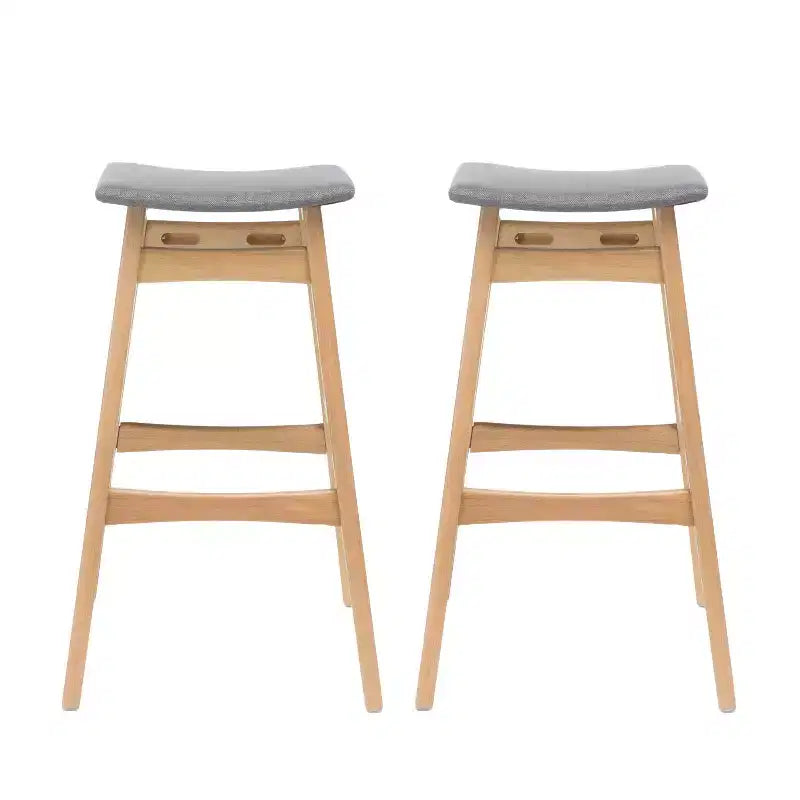 Taburetes de bar sin respaldo tapizados en tela de 29.5 pulgadas Elise Mid-Century Modern