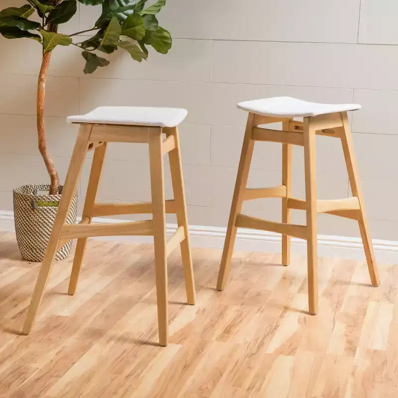 Taburetes de bar sin respaldo tapizados en tela de 29.5 pulgadas Elise Mid-Century Modern