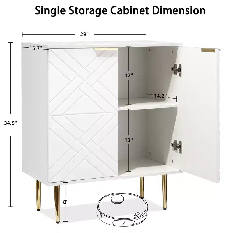 Mueble de almacenamiento, aparador moderno con 2 puertas decorativas con patrón en relieve, mueble tipo bufé con estante ajustable para cocina, entrada