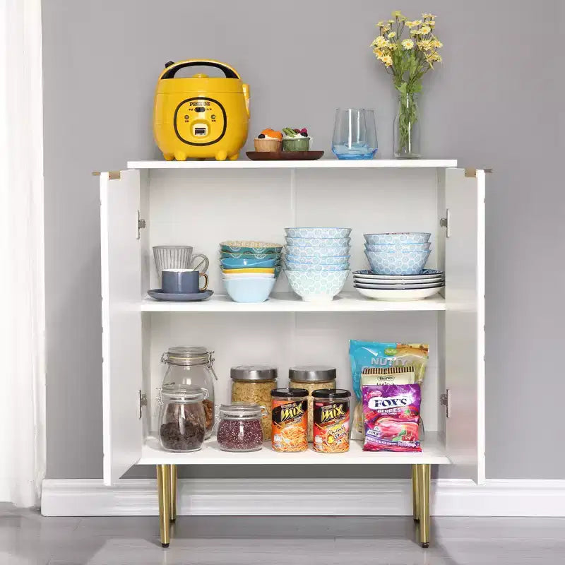 Mueble de almacenamiento, aparador moderno con 2 puertas decorativas con patrón en relieve, mueble tipo bufé con estante ajustable para cocina, entrada