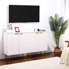 Mueble de almacenamiento, aparador moderno con 2 puertas decorativas con patrón en relieve, mueble tipo bufé con estante ajustable para cocina, entrada