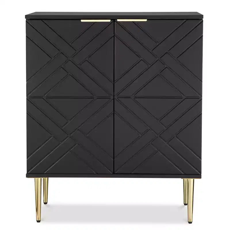 Mueble de almacenamiento, aparador moderno con 2 puertas decorativas con patrón en relieve, mueble tipo bufé con estante ajustable para cocina, entrada