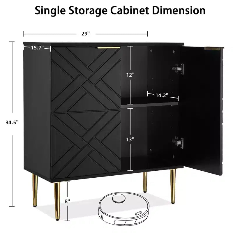 Mueble de almacenamiento, aparador moderno con 2 puertas decorativas con patrón en relieve, mueble tipo bufé con estante ajustable para cocina, entrada