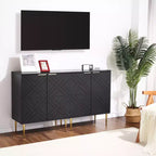 Mueble de almacenamiento, aparador moderno con 2 puertas decorativas con patrón en relieve, mueble tipo bufé con estante ajustable para cocina, entrada