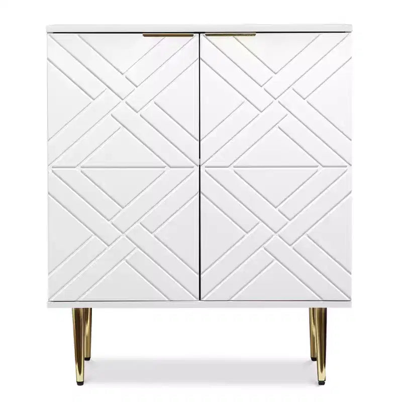 Mueble de almacenamiento, aparador moderno con 2 puertas decorativas con patrón en relieve, mueble tipo bufé con estante ajustable para cocina, entrada