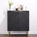 Storage Cabinet, Modern Sideboard Cabinet with 2 Decorative Embossed Pattern Doors, Buffet Cabinet with Adjustable Shelf for Kitchen, Entry
