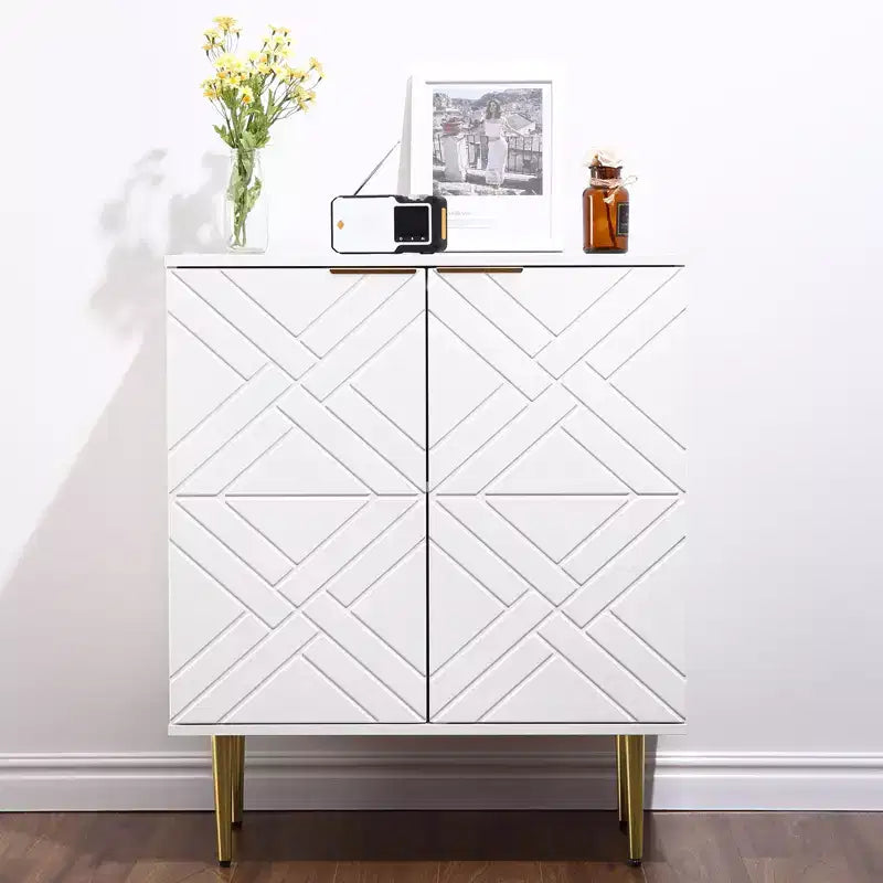 Mueble de almacenamiento, aparador moderno con 2 puertas decorativas con patrón en relieve, mueble tipo bufé con estante ajustable para cocina, entrada
