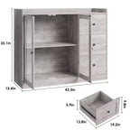 Mueble aparador con almacenamiento de 43 pulgadas, aparador moderno para cocina con diseño de barandilla y estantes ajustables, y 3 cajones, mesa de buffet de madera