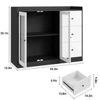 Mueble aparador con almacenamiento de 43 pulgadas, aparador moderno para cocina con diseño de barandilla y estantes ajustables, y 3 cajones, mesa de buffet de madera