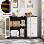 Mueble aparador con almacenamiento de 43 pulgadas, aparador moderno para cocina con diseño de barandilla y estantes ajustables, y 3 cajones, mesa de buffet de madera