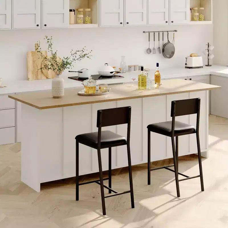 Sillas de comedor tapizadas en PU con respaldo curvado, sillas de comedor modernas, sillas de cocina con patas de metal de 26 pulgadas y estructura resistente en forma de H