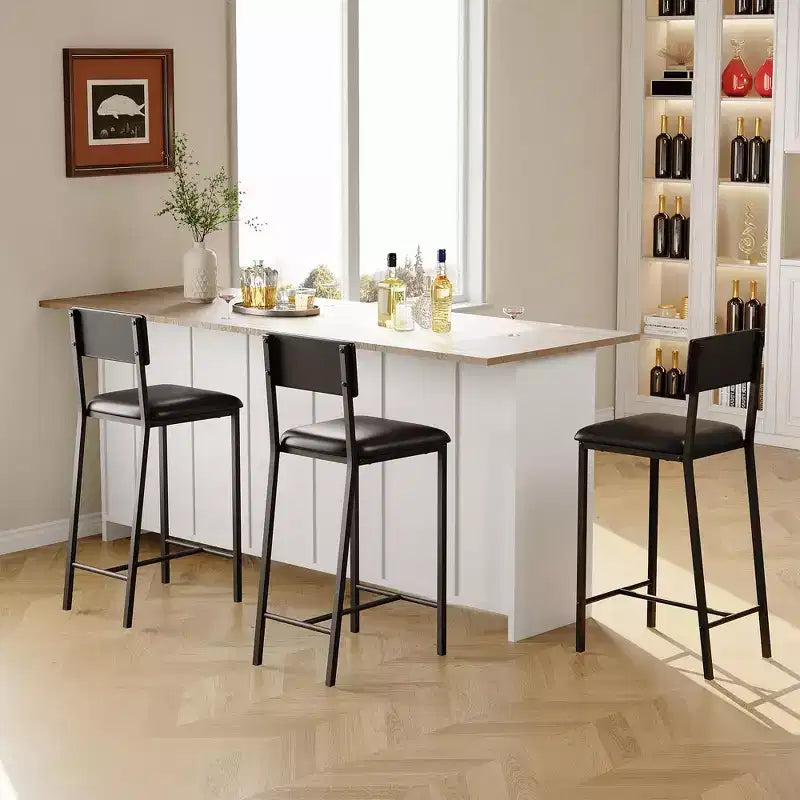 Sillas de comedor tapizadas en PU con respaldo curvado, sillas de comedor modernas, sillas de cocina con patas de metal de 26 pulgadas y estructura resistente en forma de H