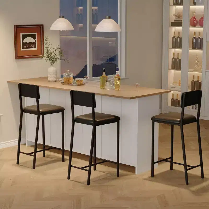 Sillas de comedor tapizadas en PU con respaldo curvado, sillas de comedor modernas, sillas de cocina con patas de metal de 26 pulgadas y estructura resistente en forma de H