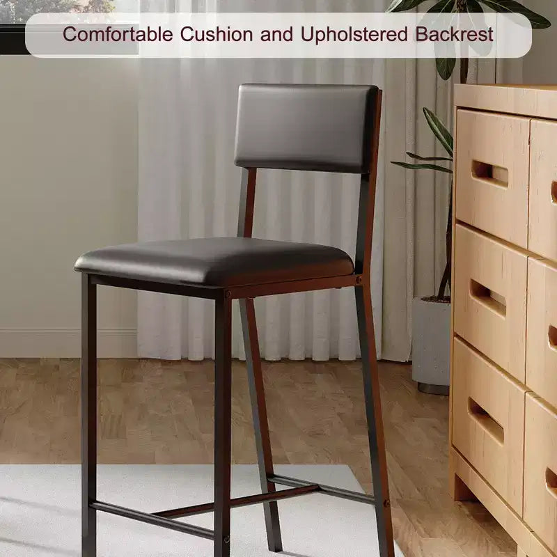 Sillas de comedor tapizadas en PU con respaldo curvado, sillas de comedor modernas, sillas de cocina con patas de metal de 26 pulgadas y estructura resistente en forma de H
