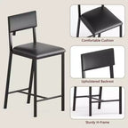 Sillas de comedor tapizadas en PU con respaldo curvado, sillas de comedor modernas, sillas de cocina con patas de metal de 26 pulgadas y estructura resistente en forma de H