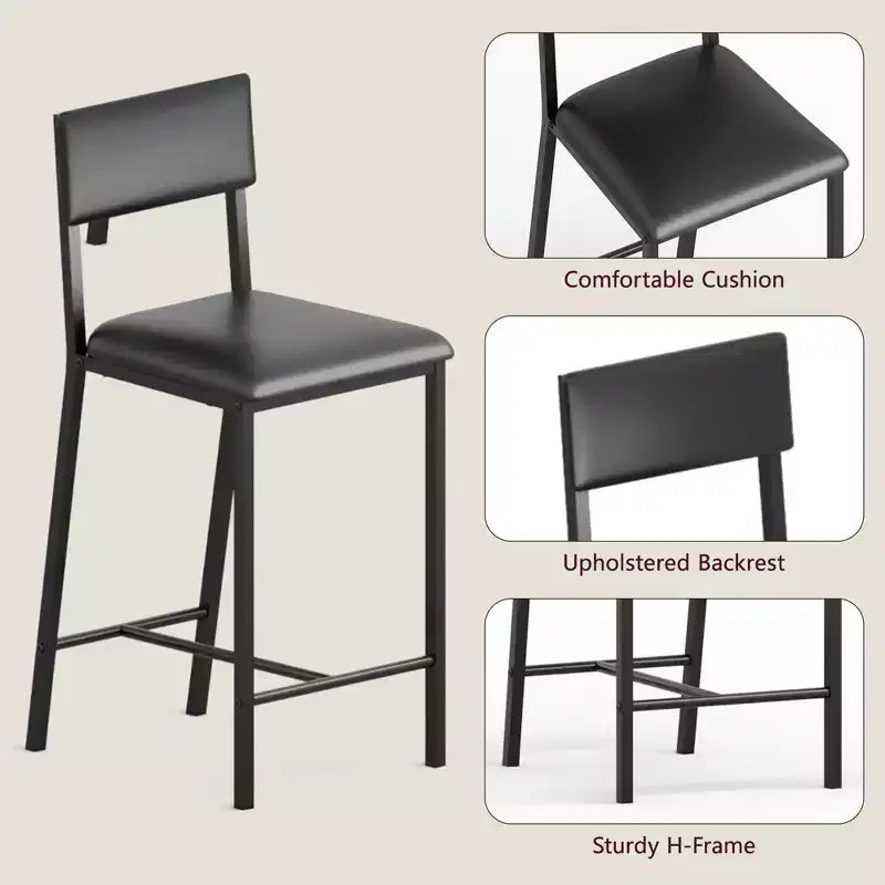 Sillas de comedor tapizadas en PU con respaldo curvado, sillas de comedor modernas, sillas de cocina con patas de metal de 26 pulgadas y estructura resistente en forma de H