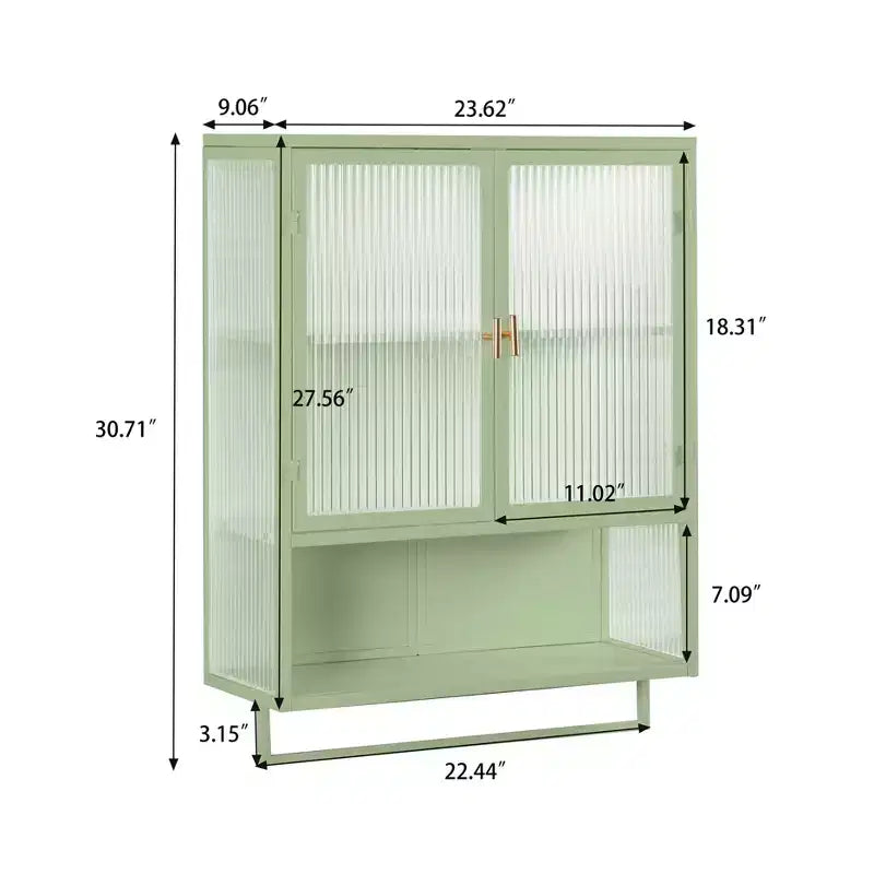 Armario de pared moderno de 2 puertas Okak con almacenamiento de 2 niveles y estante abierto, toallero para entrada/comedor/sala de estar/cocina