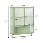 Armario de pared moderno de 2 puertas Okak con almacenamiento de 2 niveles y estante abierto, toallero para entrada/comedor/sala de estar/cocina
