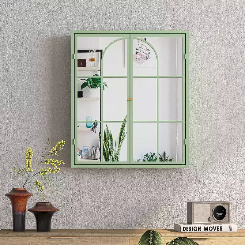 Armario de pared moderno de 2 puertas Okak con almacenamiento de 2 niveles y estante abierto, toallero para entrada/comedor/sala de estar/cocina