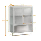 Armario de pared moderno de 2 puertas Okak con almacenamiento de 2 niveles y estante abierto, toallero para entrada/comedor/sala de estar/cocina