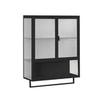 Armario de pared moderno de 2 puertas Okak con almacenamiento de 2 niveles y estante abierto, toallero para entrada/comedor/sala de estar/cocina