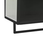 Armario de pared moderno de 2 puertas Okak con almacenamiento de 2 niveles y estante abierto, toallero para entrada/comedor/sala de estar/cocina