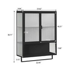 Armario de pared moderno de 2 puertas Okak con almacenamiento de 2 niveles y estante abierto, toallero para entrada/comedor/sala de estar/cocina