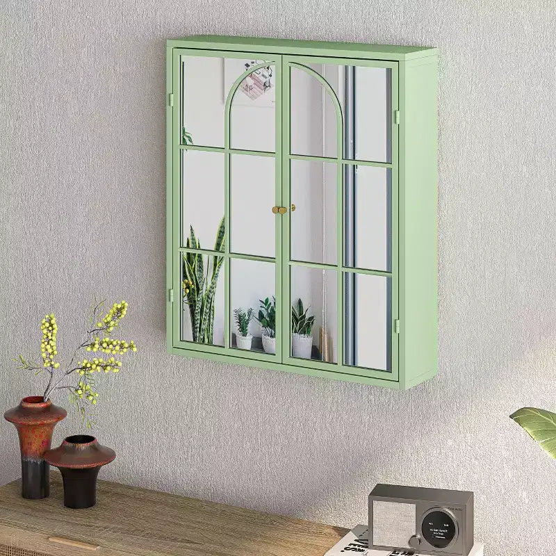 Armario de pared moderno de 2 puertas Okak con almacenamiento de 2 niveles y estante abierto, toallero para entrada/comedor/sala de estar/cocina