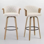 Art Leon Mid-Century Modern Fabric Swivel Barstools, Set of 2