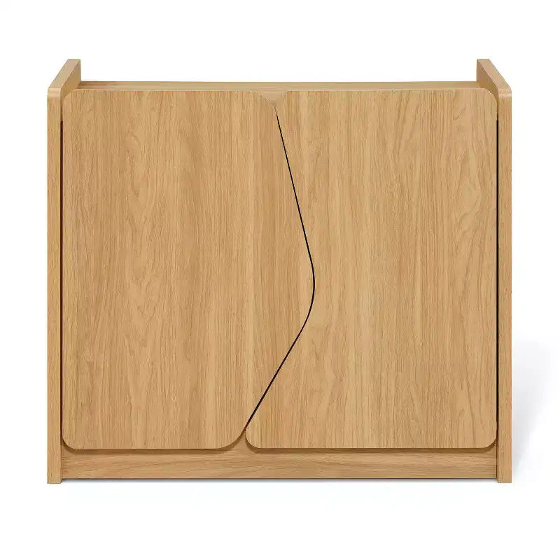 LuxenHome Modern Storage and Sideboard Cabinet, 2 Doors with Soft-Close Hinges, Raised Sides