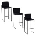 LumiSource Set of 3 Fuji High Back Barstools Black Steel/Black Velvet