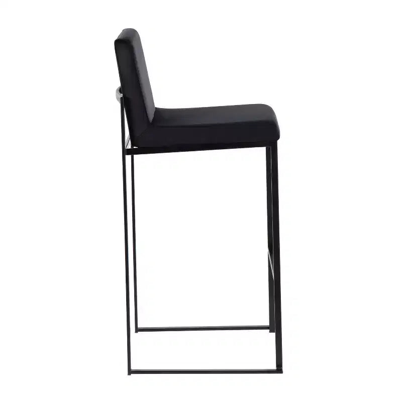 Taburetes de bar altos Fuji, acero negro/terciopelo negro