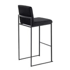 Taburetes de bar altos Fuji, acero negro/terciopelo negro