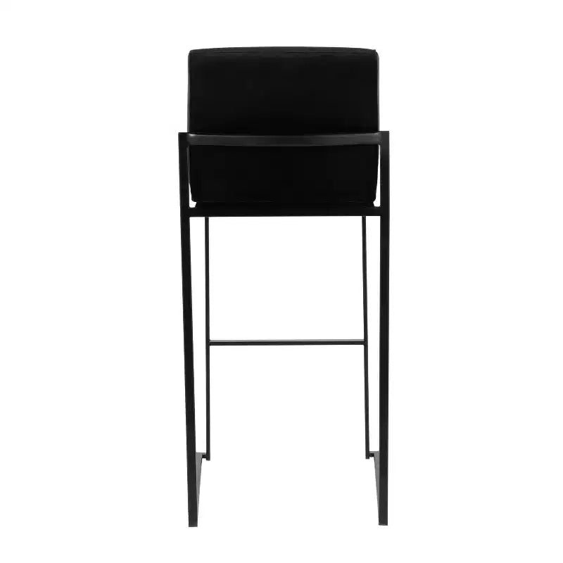 Taburetes de bar altos Fuji, acero negro/terciopelo negro