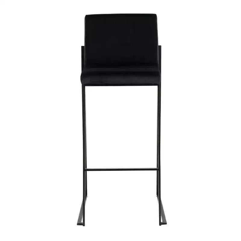 Taburetes de bar altos Fuji, acero negro/terciopelo negro