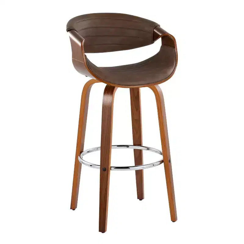 Taburetes Symphony Nuez Madera/Metal Cromado/PU Espresso