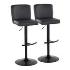 LumiSource Set of 2 Henry Adjustable Barstools Black Metal/Black PU